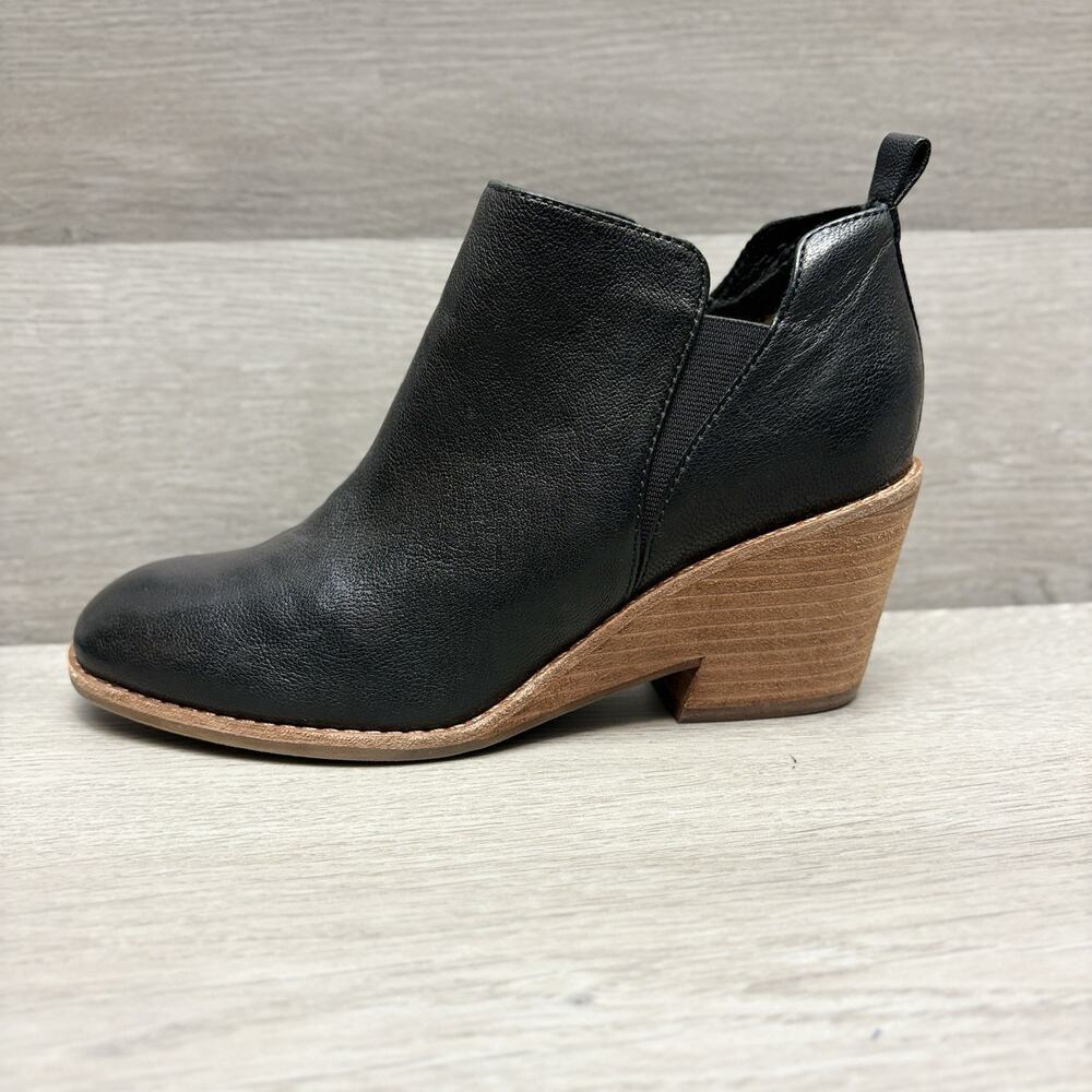 Sofft Ankle Boots Sacora Waterproof Black Leather Wedge Heeled Booties 7M